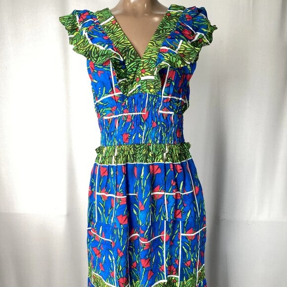 Garrie B Women’s Sleeveless Midi Dress – Blue Multi – Size M – NWT - Picture 1 of 10